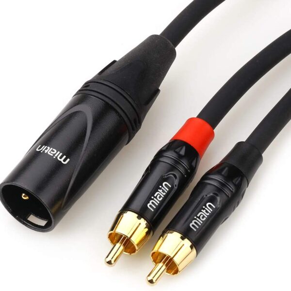 Dual RCA to XLR Male Y Splitter Patch Microphone Cable, XLR Male to 2RCA Male Y Adapter Cord Cable, 1.8Meters