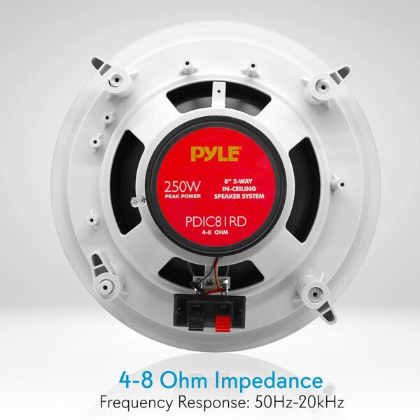 Second image of Pyle 2-Way Flush Mount In-Ceiling Stereo Speakers 250 Watts 8-Inch Size-Pair