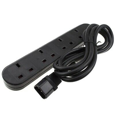 1m IEC C14 Plug to 4 Gang Mains Power UK Socket