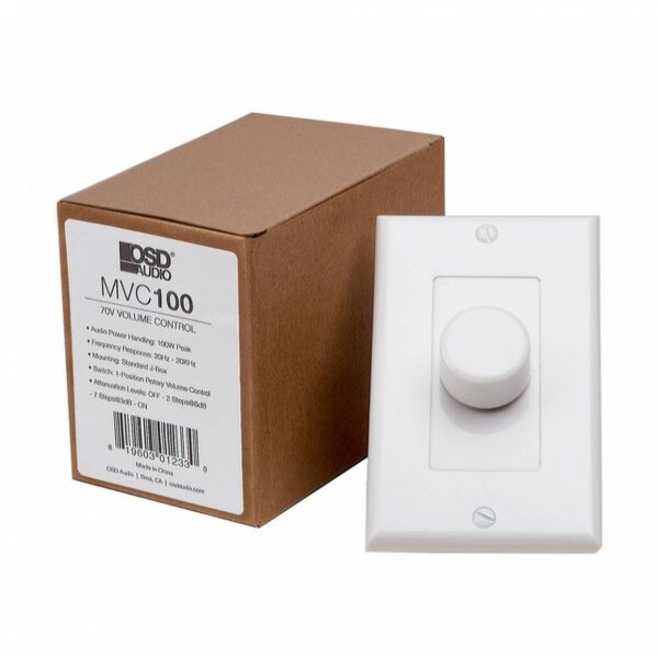 100W High Power Commercial 25/70V In-Wall Rotary In-Wall Volume Control, Easily Daisy Chain - MVC100